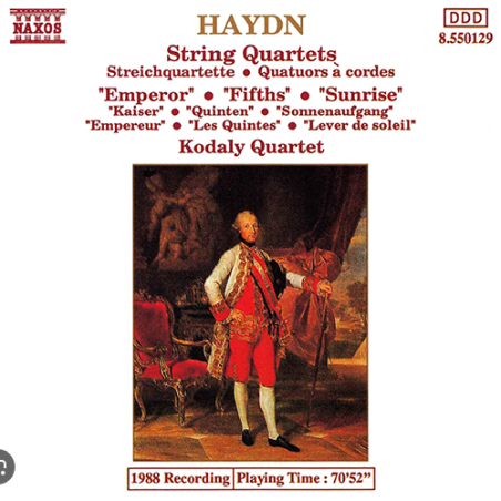 HAYDN - Kodaly Quartet - Quatuor à cordes n°76 en ré mineur op.76 n°2 Ho